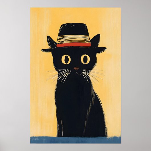 Einfaches süßes schwarzes Katzen-Design Poster (Vorne)