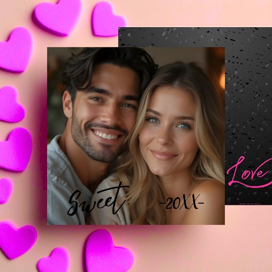 Einfaches Sweet & Liebe Foto Black Feiertagskarte