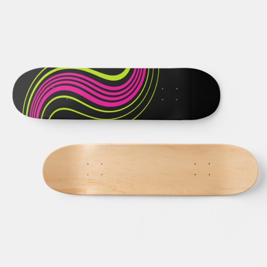 Einfaches Swirren in Lime Green, Hot Pink und Blac Skateboard (Horizontal)