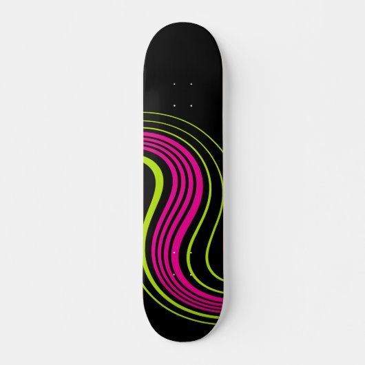 Einfaches Swirren in Lime Green, Hot Pink und Blac Skateboard (Vorne)