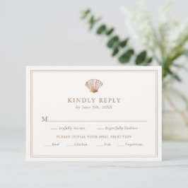 Einfaches Tannenhüllen-Strandhochzeitsessen RSVP Karte