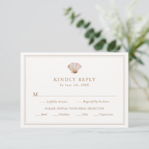 Einfaches Tannenhüllen-Strandhochzeitsessen RSVP Karte