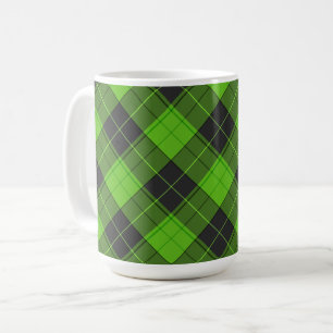 Einfaches Tartan-Diagonalmuster in dunkelgrün Kaffeetasse