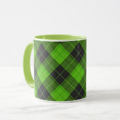 Einfaches Tartan-Diagonalmuster in dunkelgrün Tasse (Vorderseite Links)