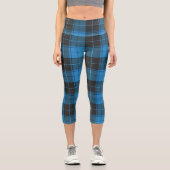 Einfaches Tartan-Muster in dunkelblau Capri Leggings (Vorderseite)