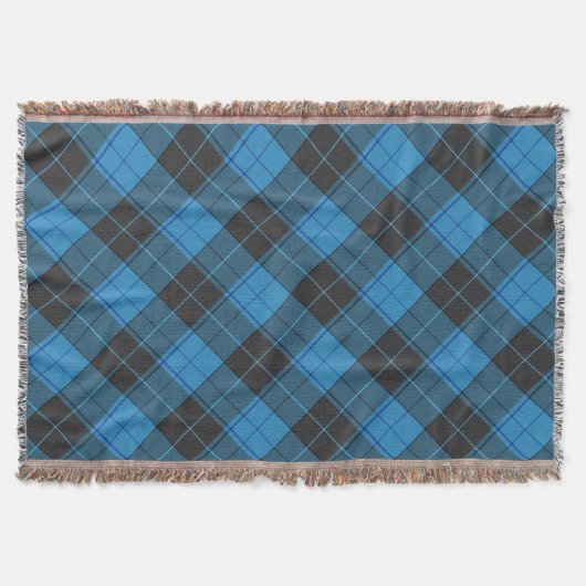 Einfaches Tartan-Muster in Dunkelblau Decke (Vorderseite)