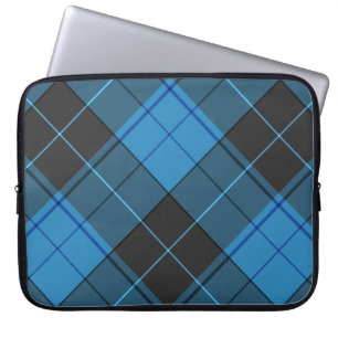 Einfaches Tartan-Muster in Dunkelblau Laptopschutzhülle