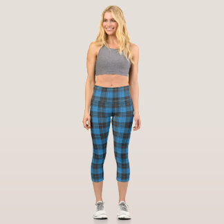 Einfaches Tartan-Muster in dunkelblauen Capri-Legg Capri Leggings