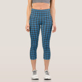 Einfaches Tartan-Muster in dunkelblauen Capri-Legg Capri Leggings (Vorderseite)