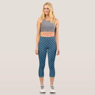 Einfaches Tartan-Muster in dunkelblauen Capri-Legg Capri Leggings