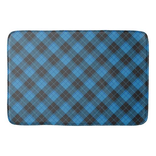 Einfaches Tartan-Muster in dunkelblauer Badematte (Vorderseite)