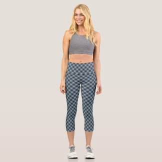 Einfaches Tartan-Muster in hellblau Capri Leggings