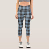 Einfaches Tartan-Muster in hellblau Capri Leggings (Vorderseite)