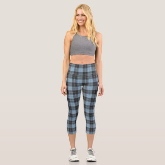 Einfaches Tartan-Muster in hellblau Capri Leggings