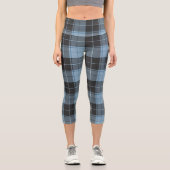 Einfaches Tartan-Muster in hellblau Capri Leggings (Vorderseite)