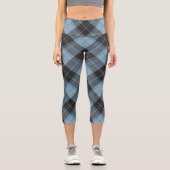 Einfaches Tartan-Muster in hellblau Capri Leggings (Vorderseite)