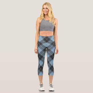 Einfaches Tartan-Muster in hellblau Capri Leggings