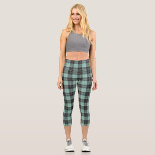 Einfaches Tartan-Muster in Türkis Capri Leggings