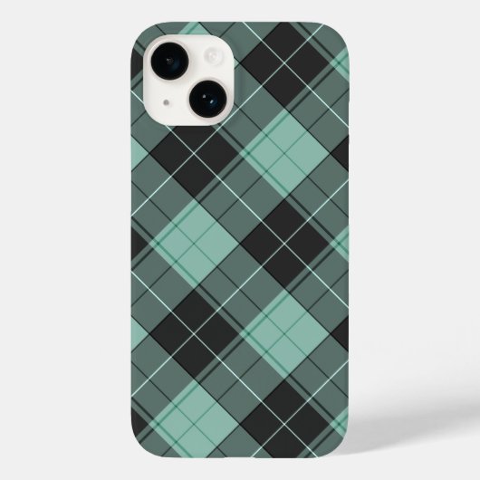 Einfaches Tartan-Muster in türkisfarbenem Case-Mat Case-Mate iPhone Hülle (Rückseite)