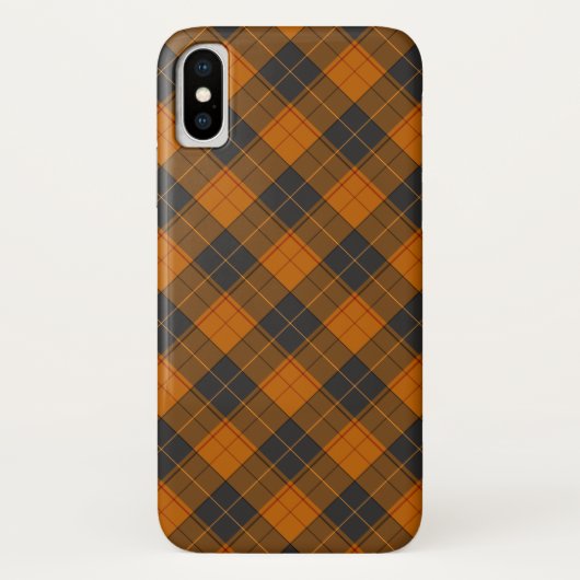 Einfaches tartanisches Diagonalmuster in dunkelora Case-Mate iPhone Hülle (Rückseite)