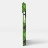 Einfaches Tartanmuster in dunkelgrüner Diagonale iPhone Hülle (Linke Seite)