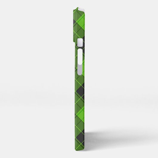 Einfaches Tartanmuster in dunkelgrüner Diagonale iPhone Hülle (Linke Seite)