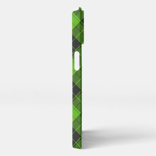 Einfaches Tartanmuster in dunkelgrüner Diagonale iPhone Hülle (Rechte Seite)