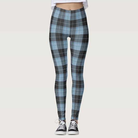 Einfaches Tartanmuster in Hellblau Leggings (Vorderseite)
