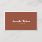 Einfaches Terracotta Border Script Typografie QR-C Visitenkarte (Vorderseite)