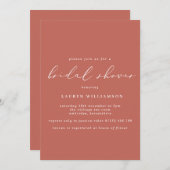 Einfaches Terracotta Calligraphy Brautparty Invita Einladung (Vorne/Hinten)