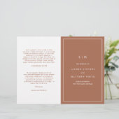 Einfaches Terracotta Monogram Elegant Wedding Prog (Stehend Vorderseite)