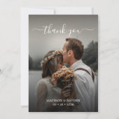 Einfaches Terracotta Script Overlay Wedding Foto Dankeskarte (Vorderseite)
