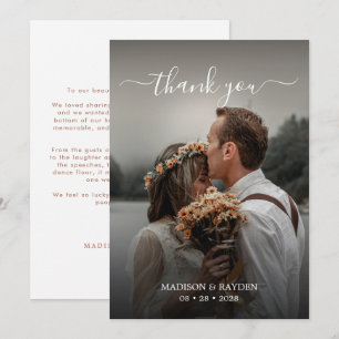 Einfaches Terracotta Script Overlay Wedding Foto Dankeskarte