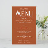 Einfaches Terracotta Wedding Menu (Stehend Vorderseite)