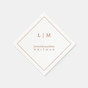 Einfaches Terrakotta-Monogramm Elegante Hochzeit Serviette