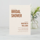 Einfaches Terrakotta-Typografie-Brautparty Einladung (Stehend Vorderseite)