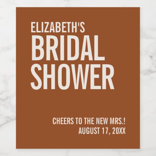 Einfaches Terrakotta-Typografie-Brautparty Weinetikett (Einzelnes Label)