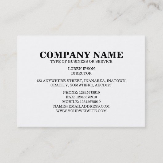 Einfaches Text 06a - Weiß Visitenkarte (Vorderseite)