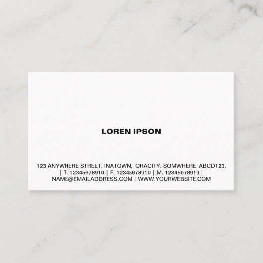 Einfaches Text 08 - Weiß Visitenkarte (Vorderseite)