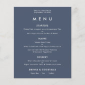 Einfaches Text Dusty Navy Blue Wedding Menü (Vorderseite)