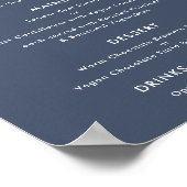 Einfaches Text Dusty Navy Blue Wedding Menu Poster (Ecke)