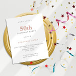Einfaches Textstreichen 50. Geburtstagseinladung<br><div class="desc">Einfache Textblüte am 50. Geburtstag Einladung. Ein Preis-Leistungs-Verhältnis kleiner 4, 5 x 5, 6 Zoll Alternative standardmäßig zur halb Glanz Option,  die für Einladungen empfohlen wird und eine ähnliche Dicke wie eine Postkarte hat. Die Satin-Option ist viel dünneres Papier besser für Gehäuse.</div>