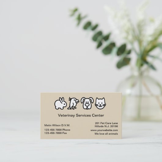 Einfaches tierärztliches Haustier-Krankenhaus Visitenkarte (Stehend Vorderseite)