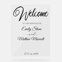 Einfaches transparentes Akryllisches Hochzeitszeic