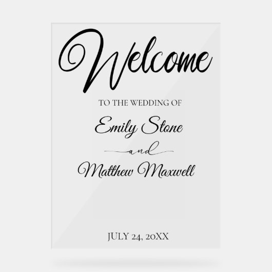 Einfaches transparentes Akryllisches Hochzeitszeic Acrylschild (Vorderseite)