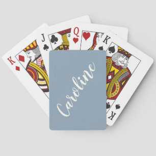 Einfaches Trend Chic Blau Kalligrafie Personalisie Spielkarten