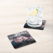 Einfaches trendy Handwriting-Foto Rechteckiger Pappuntersetzer (Vor Ort)