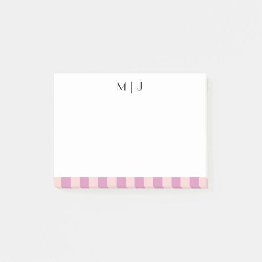 Einfaches, trendy Minimalistisch Stripes Monogramm Post-it Klebezettel (Vorderseite)
