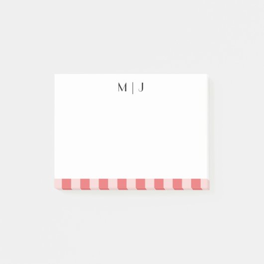 Einfaches, trendy Minimalistisch Stripes Monogramm Post-it Klebezettel (Vorderseite)
