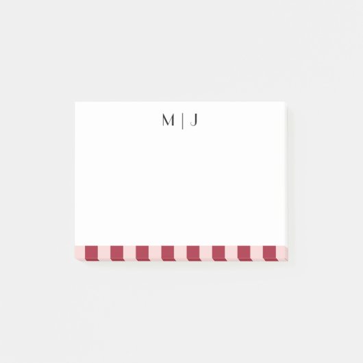 Einfaches, trendy Minimalistisch Stripes Monogramm Post-it Klebezettel (Vorderseite)
